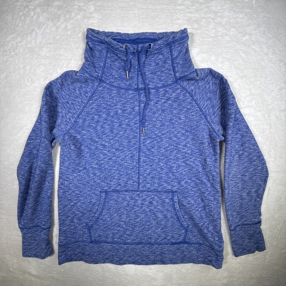 Gap Heathered Blue Cowl Neck Pullover Sweatshirt Hoodie Women's Medium - Picture 1 of 6